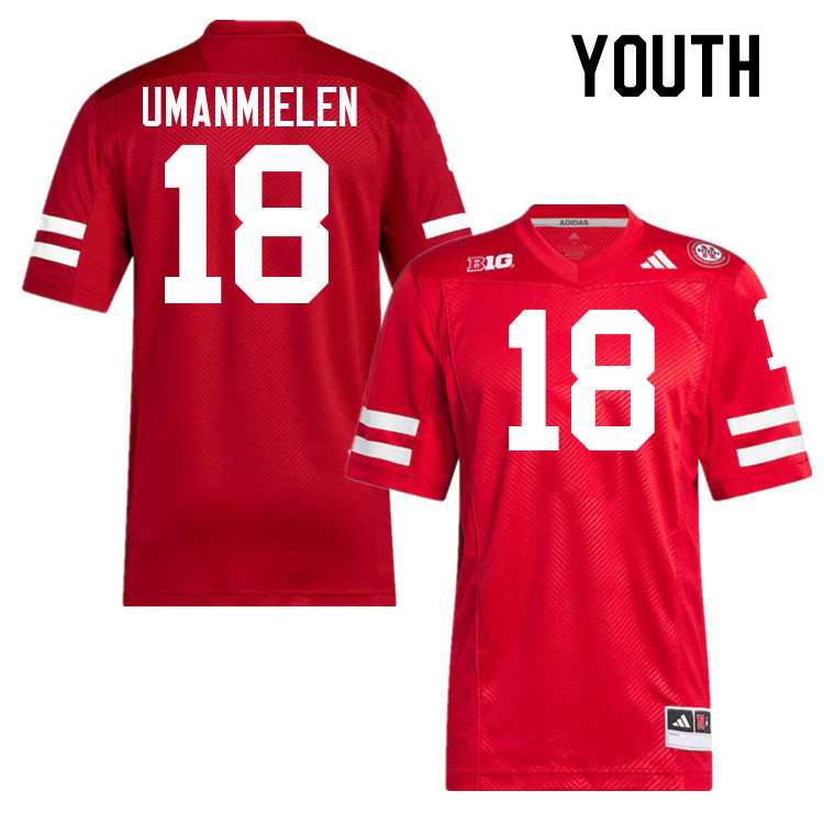 Youth #18 Princewill Umanmielen Nebraska Cornhuskers College Football Jerseys Stitched Sale-Scarlet